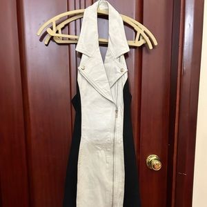 Wilsons vintage black and white cool leather dress, size small